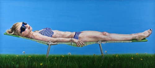 Christine Sunbathing #2, 32"x80" - $4000 Christine Sunbathing #2, 32"x80" - $4000