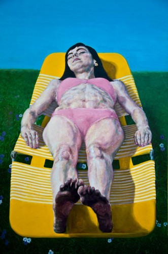 Christine Sunbathing #3, 72"x32" - $3000 Christine Sunbathing #3, 72"x32" - $3000