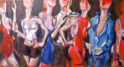Dance Club Study 4, oil painting by Nick Ward, work in progress