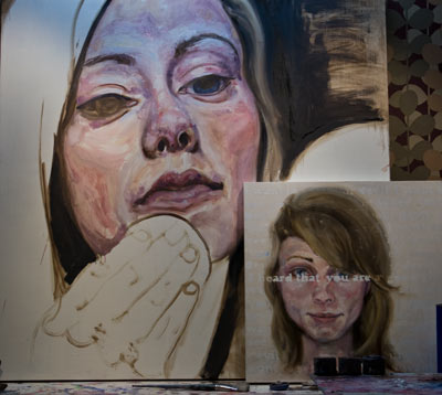 Portrait of Nikki, oil painting in progress by Nick Ward