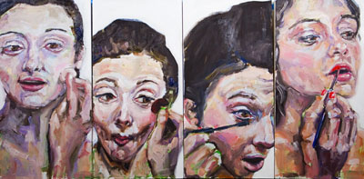 Transformation 3 (make up), work in progress, oil painting by Nick Ward